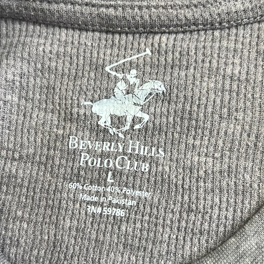 {Beverly Hills Polo Club}Mens Gray Waffle-knit Loungewear Top - Picture 4 of 6